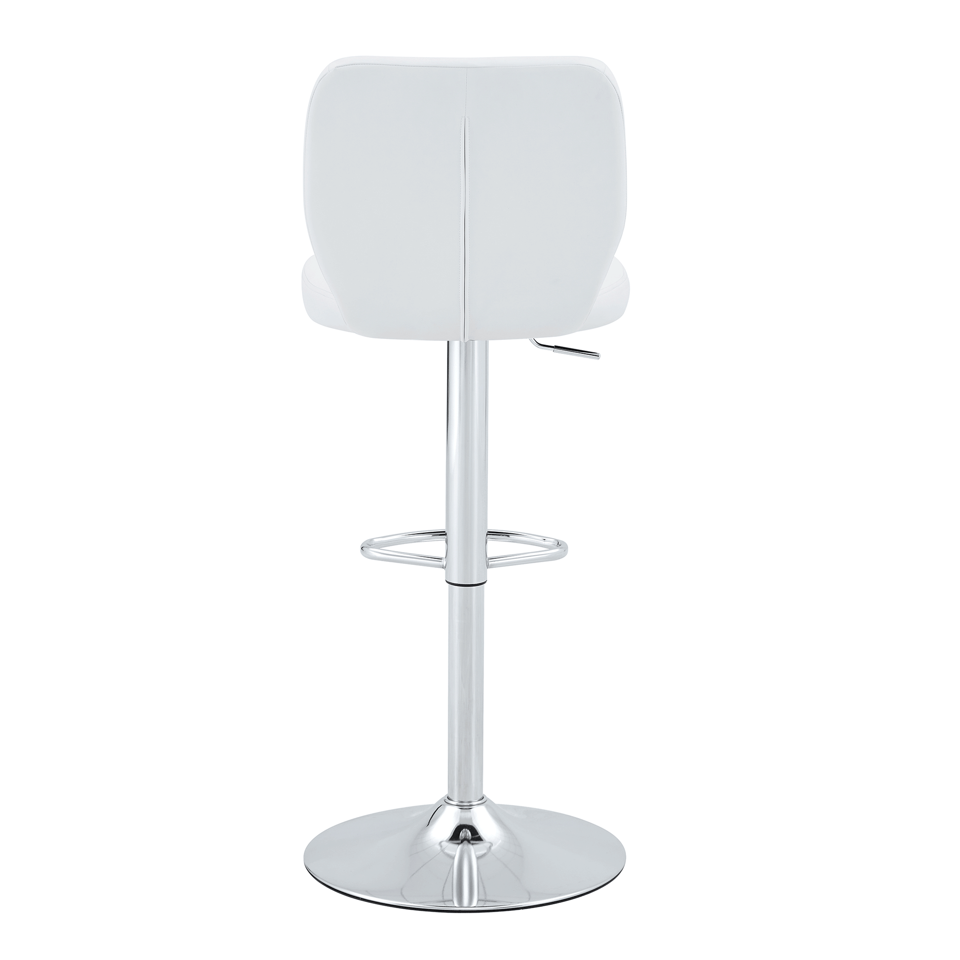 Barhocker höhenverstellbar 62-83cm, 360° drehbarer Barstuhl mit Rückenlehne & Fußstütze, Ergonomischer Küchenhocker aus weißem Kunstleder, belastbar bis 136kg, Chrom-Finish