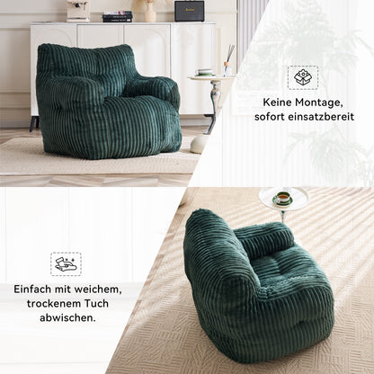 010-Soft gepolsterter Schaumstoff-Sitzsack mit Cord-Bezug, Grün