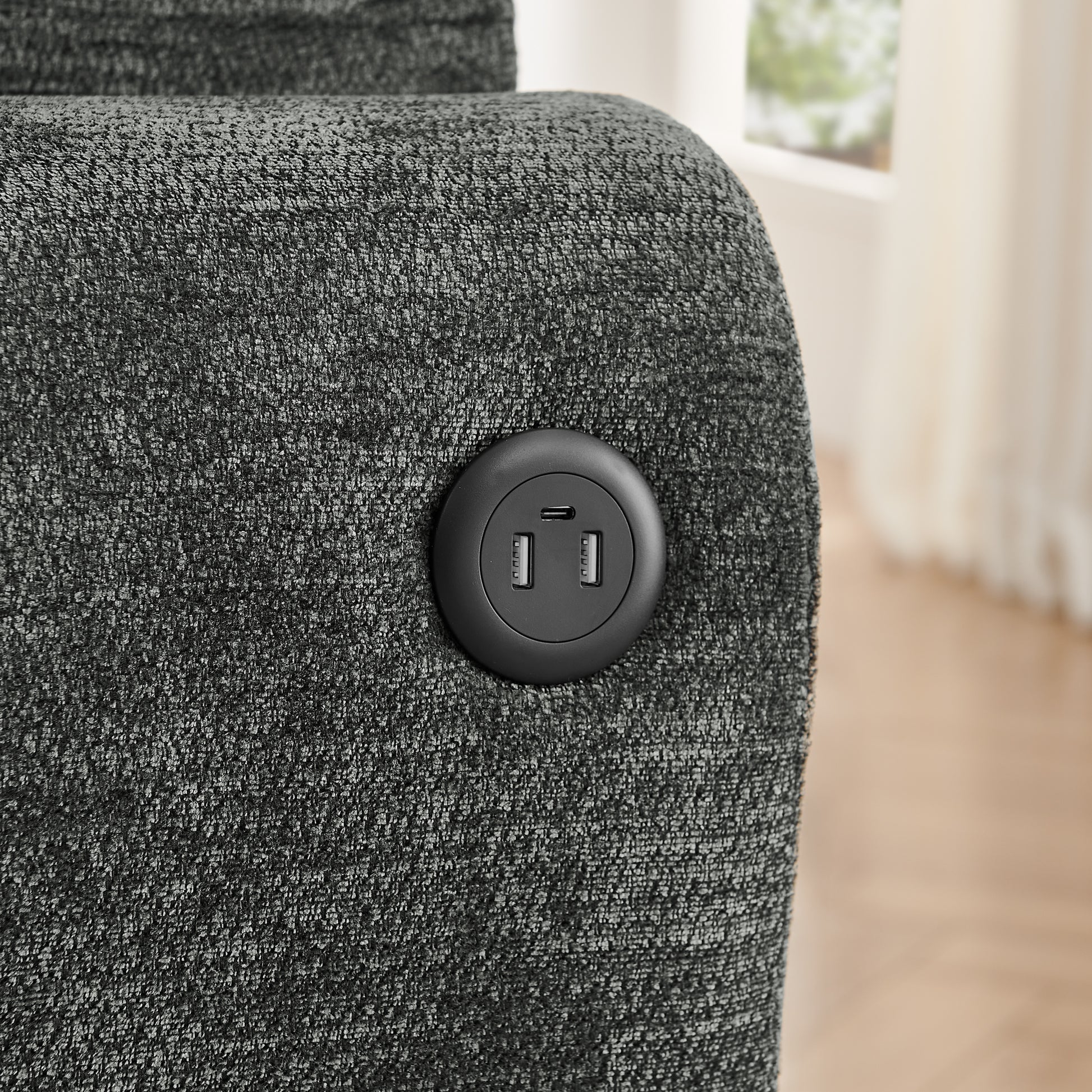 2-Sitzer-Relaxsofa für kleine Räume,aus weichem Chenille-Stoff,ausgestattet mit seitlicher Magazintasche,Getränkehalter und Kissen,geeignet für Wohnzimmer,Arbeitszimmer,Gästezimmer und Wohnungen,Black