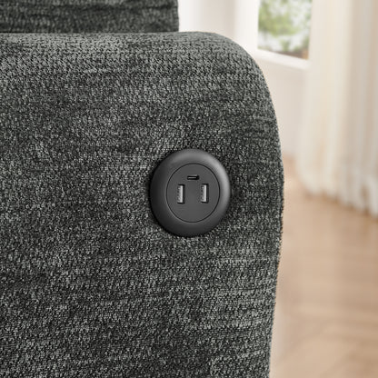 2-Sitzer-Relaxsofa für kleine Räume,aus weichem Chenille-Stoff,ausgestattet mit seitlicher Magazintasche,Getränkehalter und Kissen,geeignet für Wohnzimmer,Arbeitszimmer,Gästezimmer und Wohnungen,Black