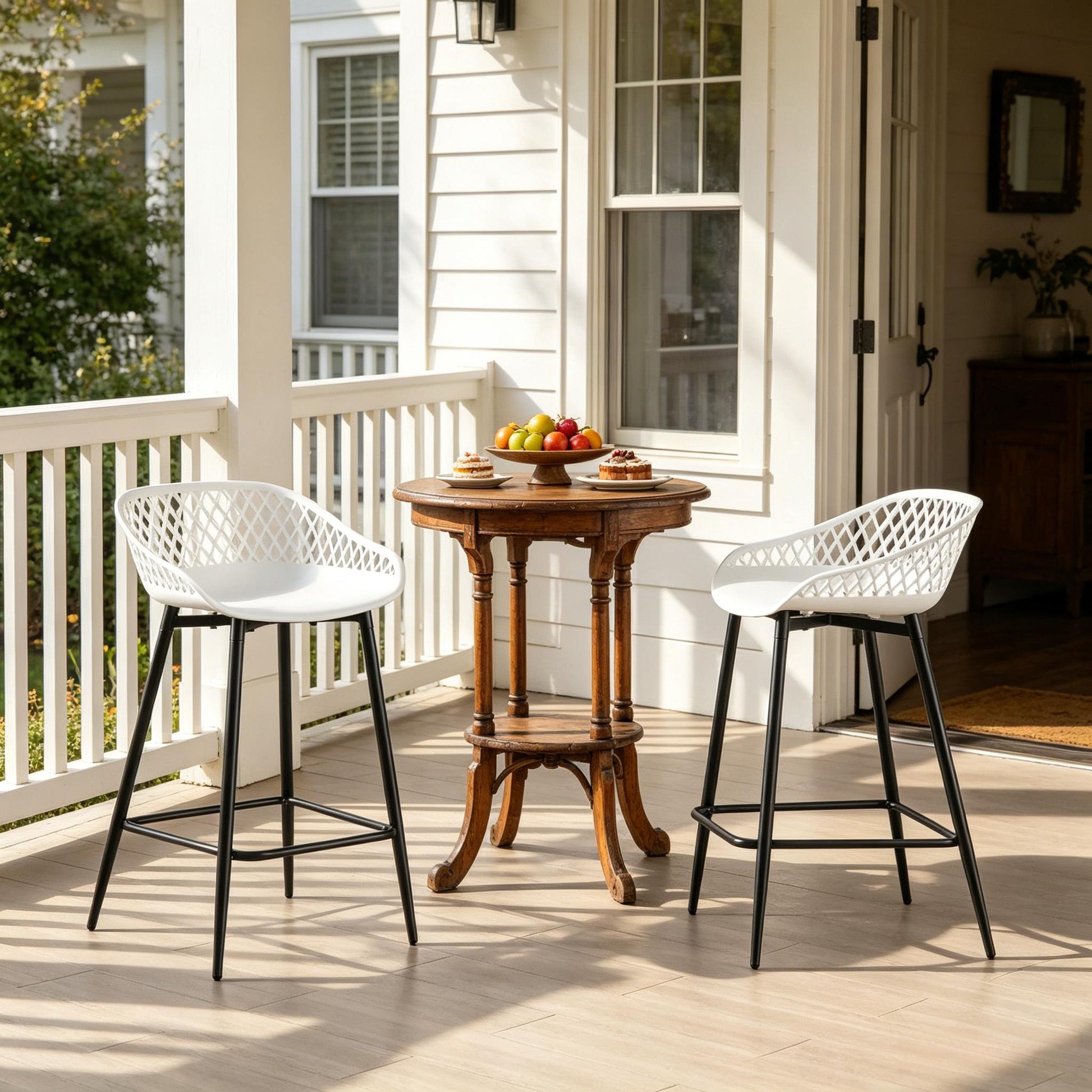 Chic Tischhockel,Barhockel mit Fußlehne,Küchenstuhl,Gartenhohler(nur mit 2Pcs Hocker)