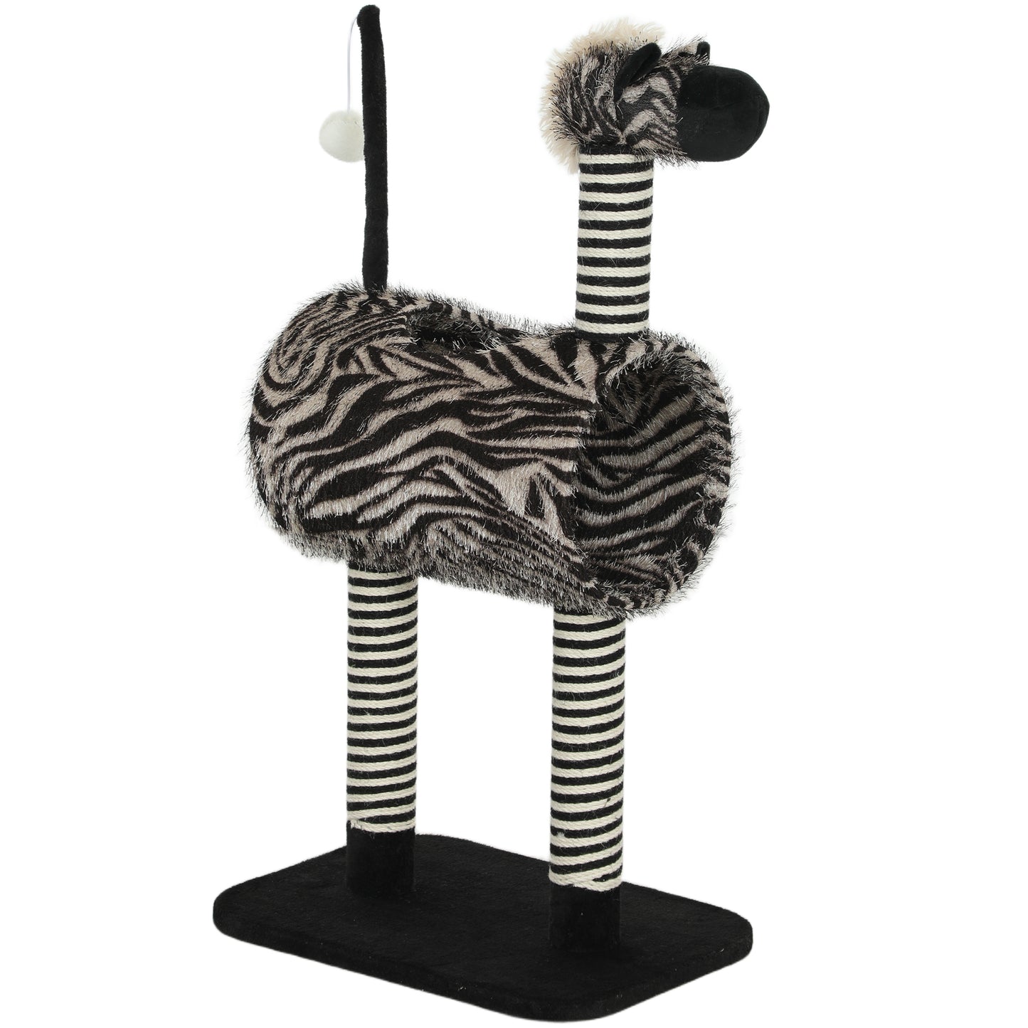 Gigab2b original image - Kratzbaum Zebra-Design mit Katzentunnel Ø25 cm, Katzenbaum 93 cm, Kratzstämme Schwarz Weiß für Katzen