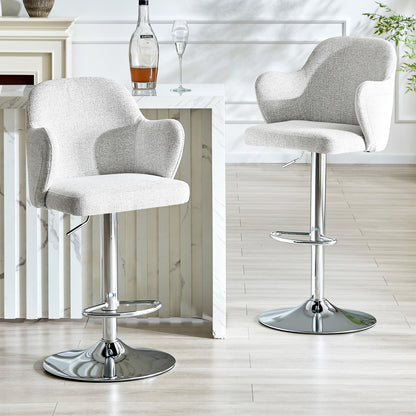 Verstellbares Barhocker-Set (2er-Set), moderne gepolsterte Barhocker mit Armlehnen, um 360° drehbar, höhenverstellbar, geeignet für die Bar zu Hause und für Restaurants