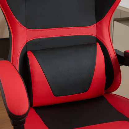 Ergonomic Gaming Chair in Black and Red with Footrest