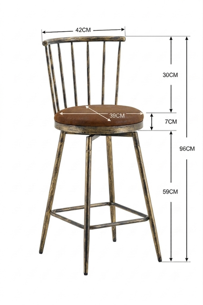 Moderner Metall-Barhocker im Windsor-Stil mit gepolstertem Sitz für Kücheninseln, Bars, Restaurants; Barhocker im Industrial-Stil in Barhöhe; Vintage- und Minimalismus-Stil
