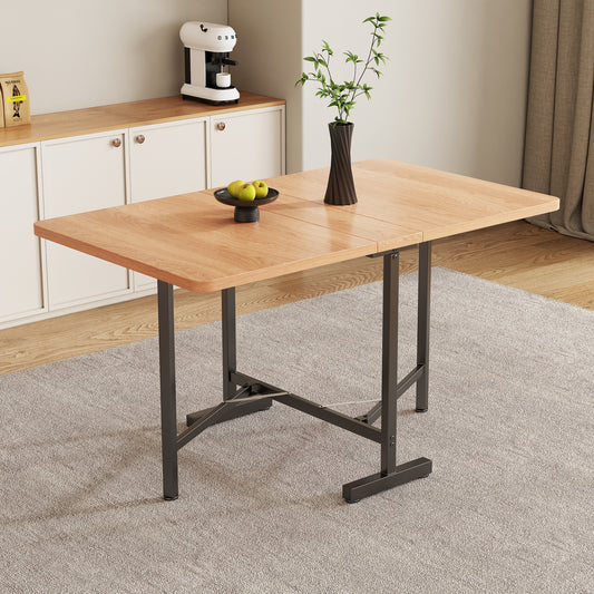 Gigab2b original image - Eleganter moderner minimalistischer Esstisch in Naturarbe – Ausziehbarer Esstisch 120 cm x 80 cm, faltbar und gelagert Tisch, moderner minimalistischer Stil, hochfeste Legierungsstütze