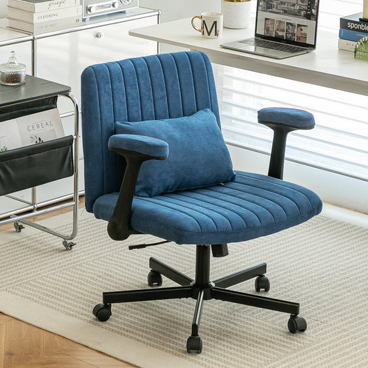 Gigab2b original image - Velvet Bürostuhl Home Office – Höhenverstellbarer Drehstuhl mit Klappbaren Armlehnen & Leisen Rollen – Eleganter Stoff Bürostuhl für Arbeitszimmer & Kleinräume