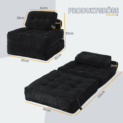 Foldable 2-in-1 Floor Sofa with Adjustable Backrest