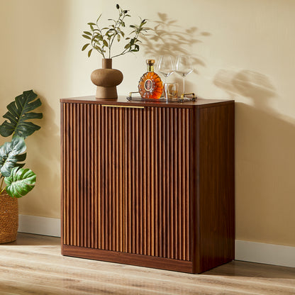 Gigab2b original image - Modernes Sideboard mit Vertiefungspanelen & höhenverstellbaren Ablagen, TV-Schrank oder Buffet für Wohnzimmer & Esszimmer, wasserfeste Platte, 80x40x80 cm, Braun
