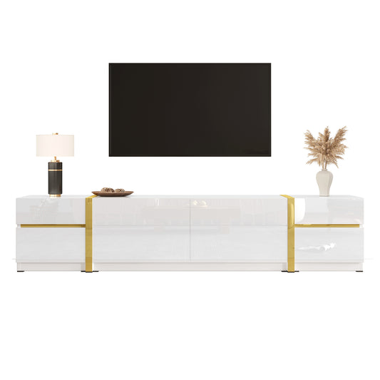 Gigab2b original image - Luxuriöser TV-Ständer , TV-Schrank,Hochglanz-Finish , Goldfarbene Kanten , Mit Schubladen und Türen , Moderner Stil , Bietet viel Stauraum für das Wohnzimmer , TV-Möbel