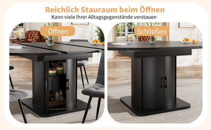 Esstisch ausziehbar, Esszimmertisch, Kuchentisch, Runder Esstisch, ausziehbar zu oval, 118-158 cm, Platz fur