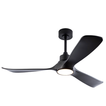 52-Zoll schwarzer Deckenventilator mit Licht und Fernbedienung, reversiblem DC-Motor, 3 Farbtemperaturen, moderner Deckenventilator mit Licht für Innen- und Außenbereich, geeignet für Schlafzimmer, Wo