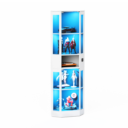 Funfstockige Glasvitrine mit Stauraum, LED-Beleuchtung, Glasturen und intelligenten Sensoren Geeignet fur