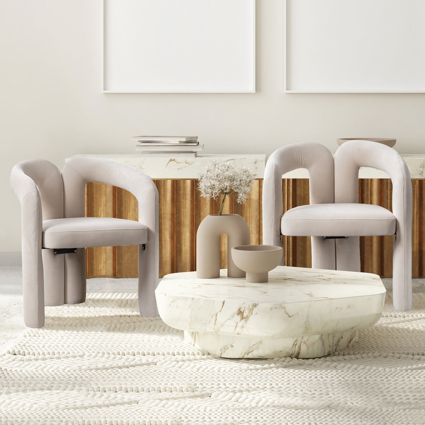 Gigab2b original image - Samt moderne Design Esszimmerstühle, gepolsterte dekorative Stühle/Esszimmerstühle/Eimer Seitenstühle, Wohnzimmer Küche Sessel 2-Stück/Satz Freizeitstühle