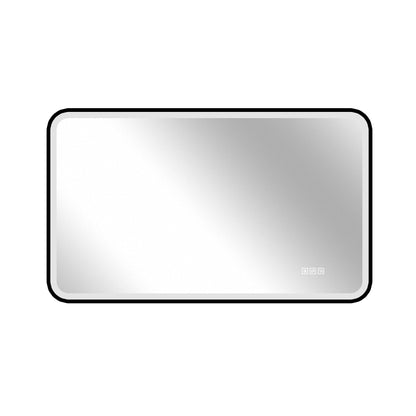 70×90cm LED Badezimmerspiegel mit schwarzem Aluminiumrahmen, Front- & Hintergrundbeleuchtung, Anti-Beschlag, 3 Lichtfarben, dimmbar, Memory-Funktion, horizontal & vertikal montierbar, IP44 wasserdich