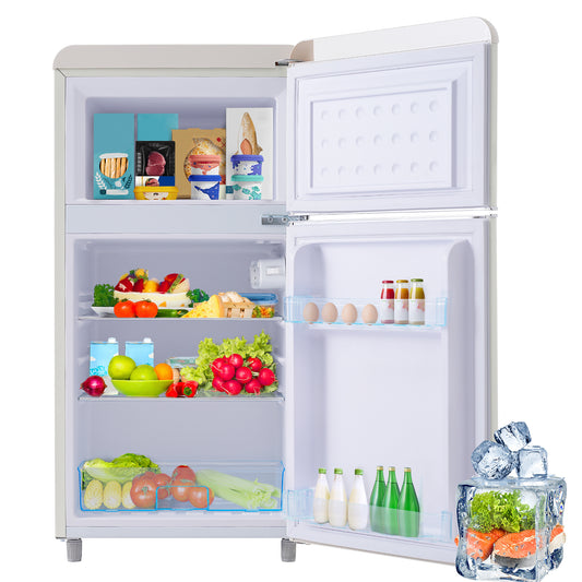 Gigab2b original image - Retro-Kühlschrank, oberer und unterer Doppeltür-Kühlschrank, 72 Liter Gesamtvolumen, mit 21 Liter Gefriervolumen, 120 kWh/Jahr, LED-Licht. Erhältlich in verschiedenen Farben. [Energieklasse E]