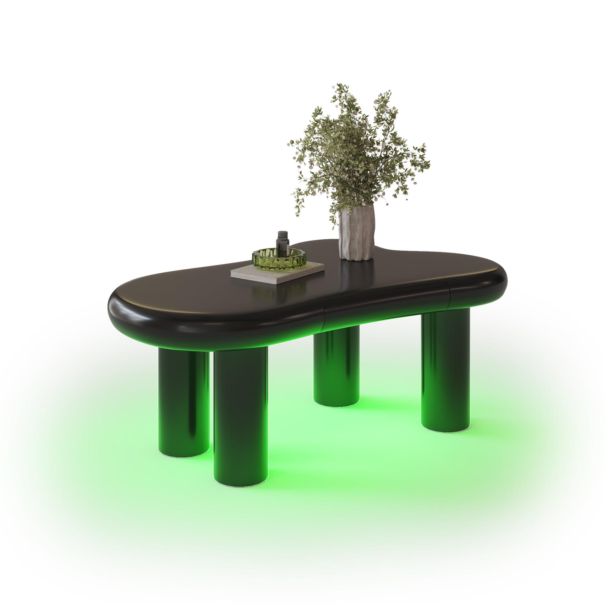 Gigab2b original image - Schwarzer Couchtisch in Cloud-Form aus MDF mit 16-farbiger LED-Beleuchtung & Schublade – Moderner Wohnzimmertisch, mit Stauraum