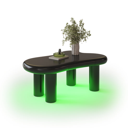 Gigab2b original image - Schwarzer Couchtisch in Cloud-Form aus MDF mit 16-farbiger LED-Beleuchtung & Schublade – Moderner Wohnzimmertisch, mit Stauraum