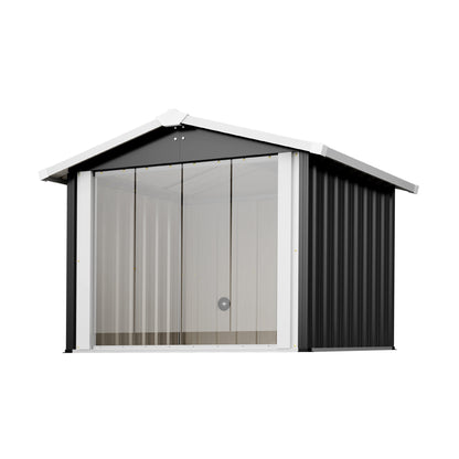 102x91x84cm Outdoor Dog House, Large Waterproof Pet House with Slanted Roof for Drainage, UV Protection & Ventilation, Weather Resistant Plastic Dog Kennel for Backyard Patio Camping – Grey