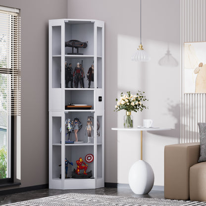 Funfstockige Glasvitrine mit Stauraum, LED-Beleuchtung, Glasturen und intelligenten Sensoren Geeignet fur