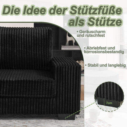 L-formiges Ecksofa 4-Sitzer Sofa, 256 5 x 133 , Klassisches Corduroy, Modulares Design mit Ovalem Hocker, 2