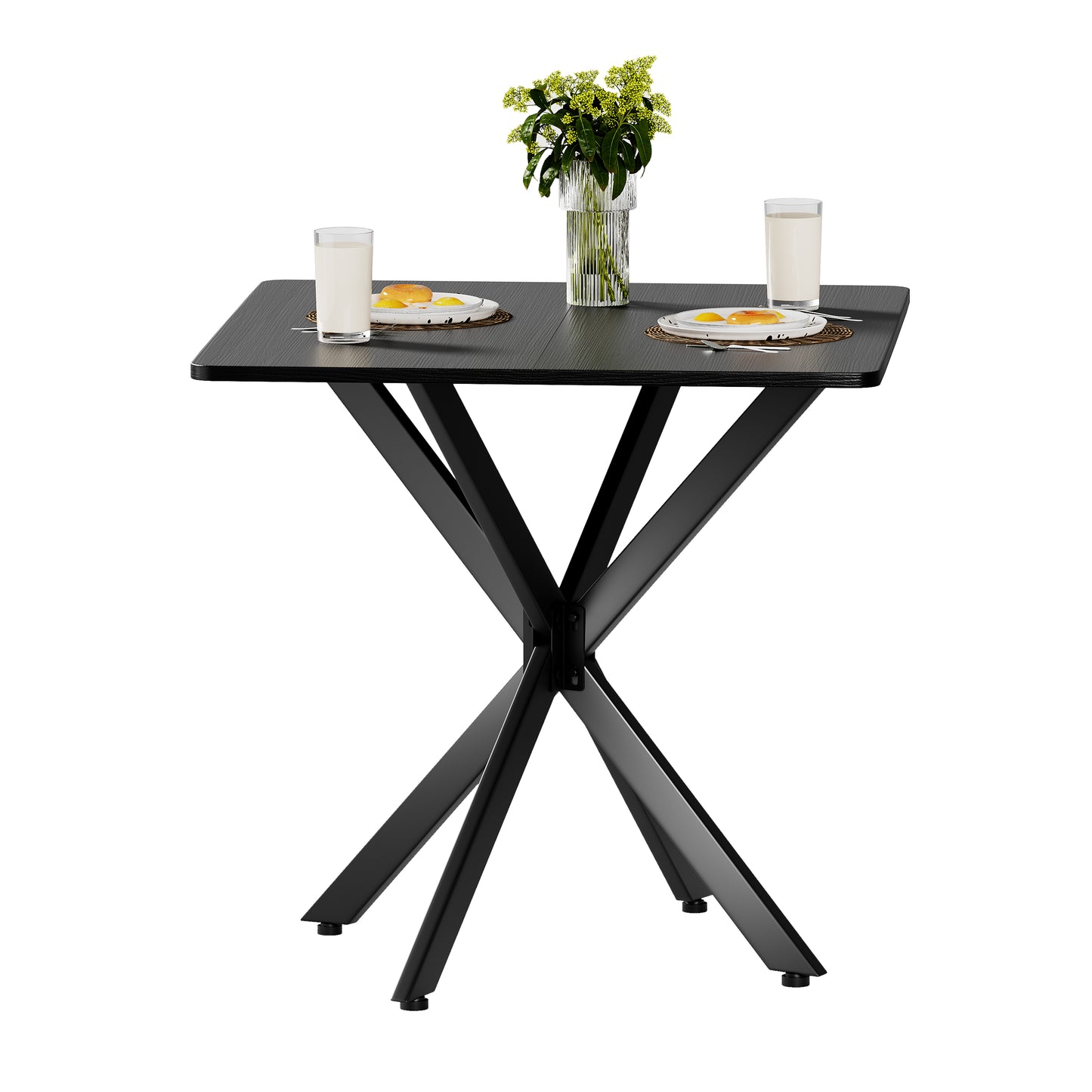 Gigab2b original image - Moderner Quadratischer Beistelltisch, Elegantes Matt Schwarz mit X-Gestell, Stabile Metallkonstruktion, Ideal für Wohnzimmer Home-Office, Schwarz, 80x80x75 cm