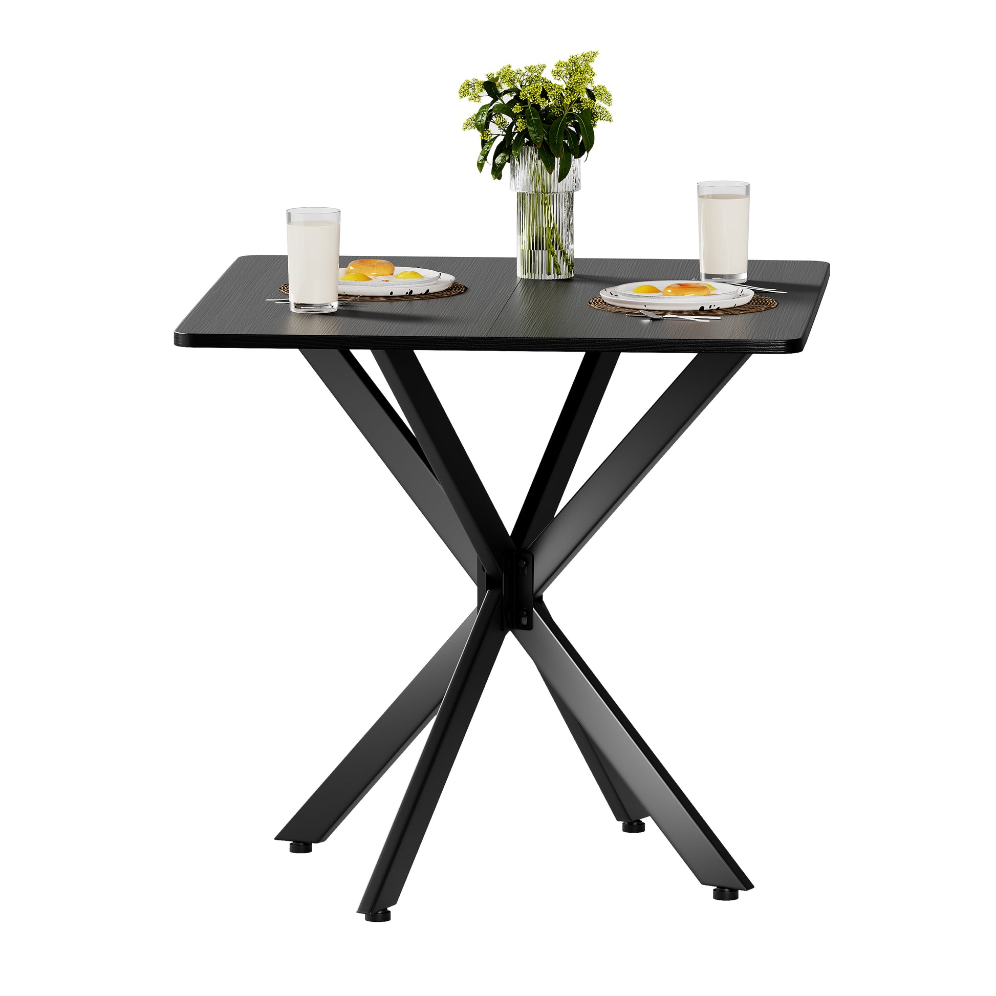 Gigab2b original image - Moderner Quadratischer Beistelltisch, Elegantes Matt Schwarz mit X-Gestell, Stabile Metallkonstruktion, Ideal für Wohnzimmer Home-Office, Schwarz, 80x80x75 cm