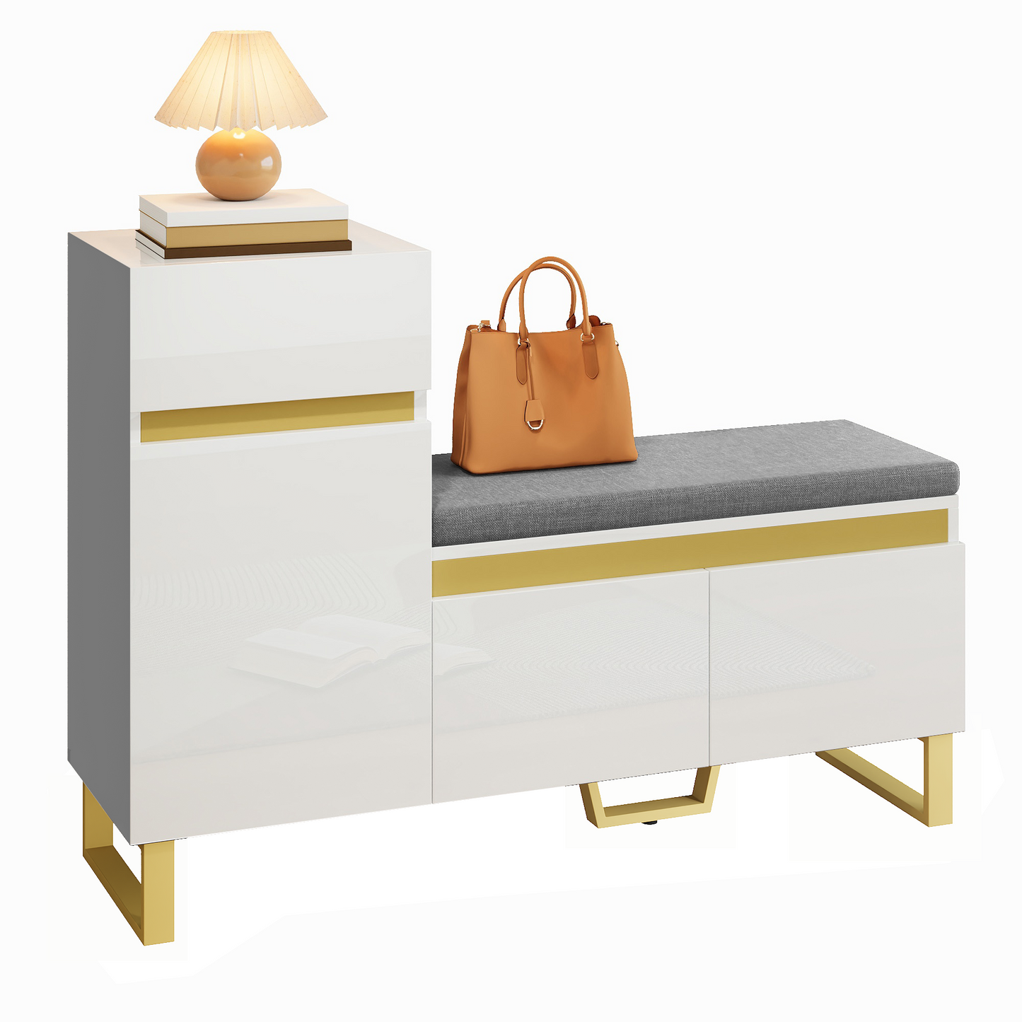 Gigab2b original image - Schuhschrank mit großem Fassungsvermögen für den Eingangsbereich, mehrstöckiger Aufbewahrungsschrank, moderner minimalistischer Eingangsschrank, Organizer für Zuhause mit Schubladen und Türen.