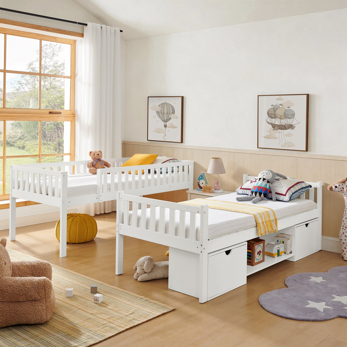 Large Solid Pine Wood Children's Double Bed