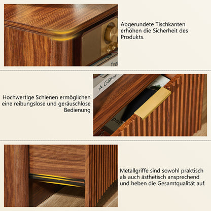 Space-Saving Golden Nightstand with Open Drawer