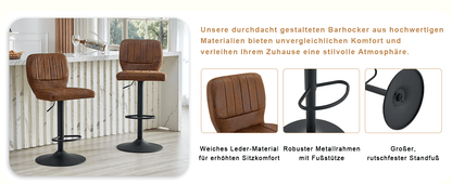 Ergonomic Height-Adjustable Swivel Bar Stool with Backrest and Footrests