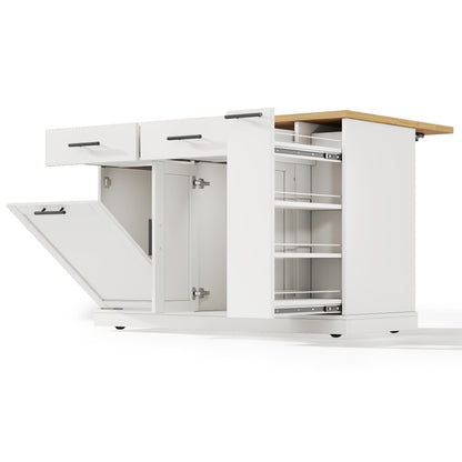 Rolling Cake Island with Foldable Worktop and Cabinet Storage