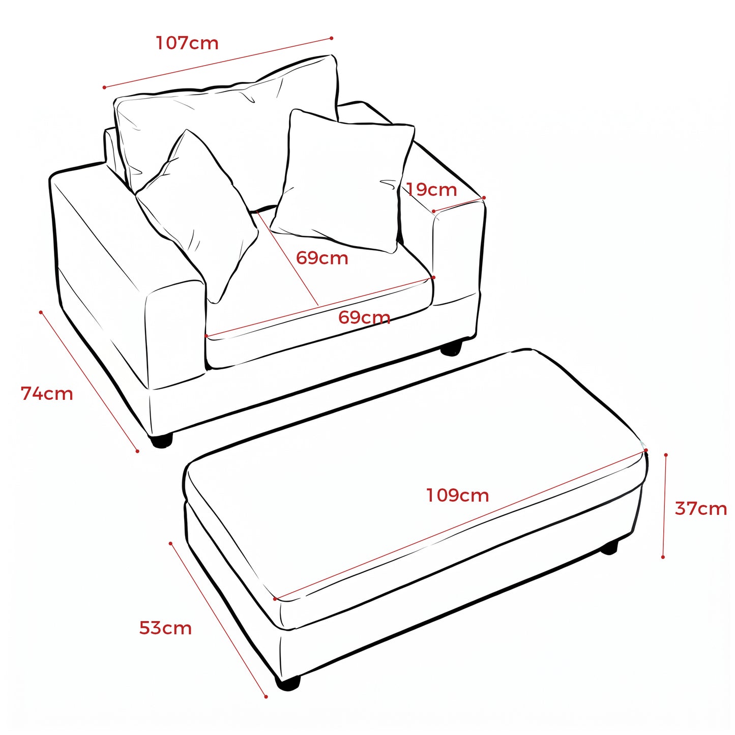 Chaiselongue mit Fußablage & Stauraum, Lounge-Sofa mit 3 Kissen für Wohnzimmer & Schlafzimmer – Schwarz