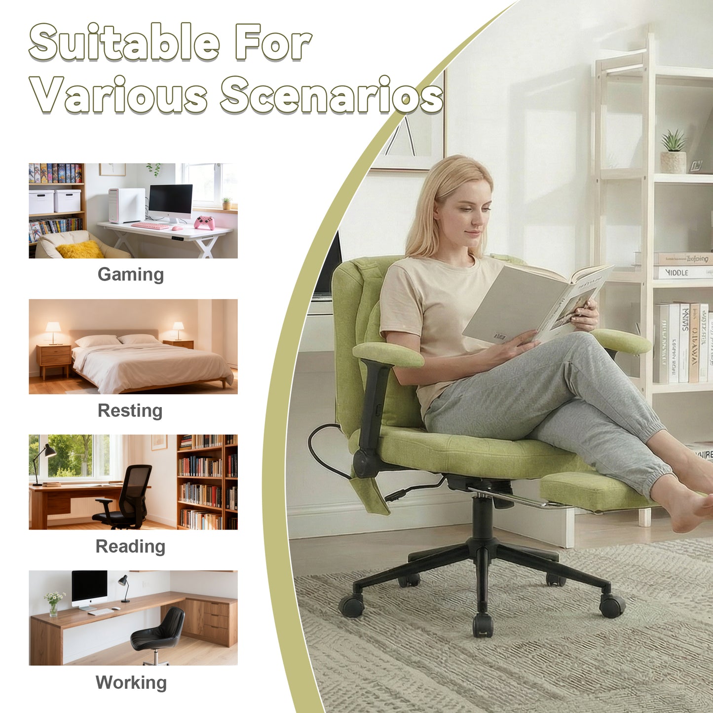 Ergonomic Swivel Office Chair with Adjustable Height and Footrest