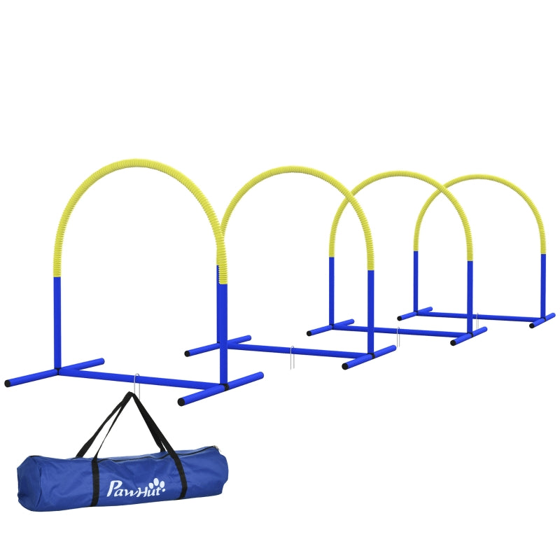 Agility-Set für Hunde 4-teilig, 88 x 64 x 95 cm, mit Tragetasche, tragbar, ideal für junge & ältere Hunde, PE & ABS, Gelb