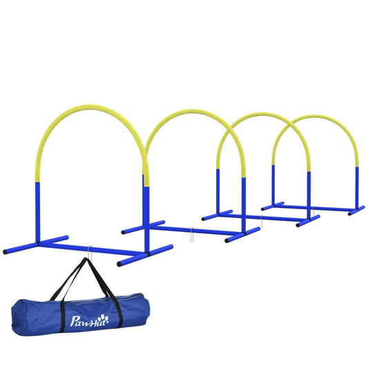 Agility-Set für Hunde 4-teilig, 88 x 64 x 95 cm, mit Tragetasche, tragbar, ideal für junge & ältere Hunde, PE & ABS, Gelb