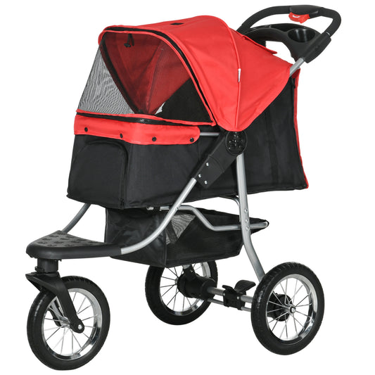 Gigab2b original image - Hundewagen Hundebuggy Katzenbuggy Pet Stroller klappbar mit 3 Rädern für Hunde & Katzen Oxford Rot Schwarz 109,5 x 54,5 x 106,5 cm
