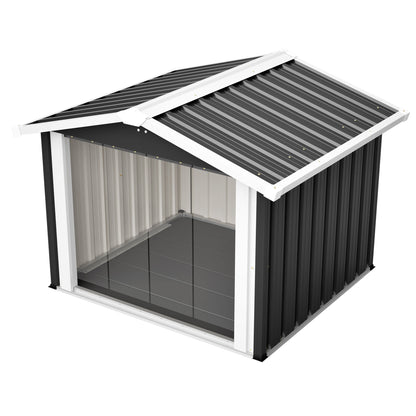 102x91x84cm Outdoor Dog House, Large Waterproof Pet House with Slanted Roof for Drainage, UV Protection & Ventilation, Weather Resistant Plastic Dog Kennel for Backyard Patio Camping – Grey