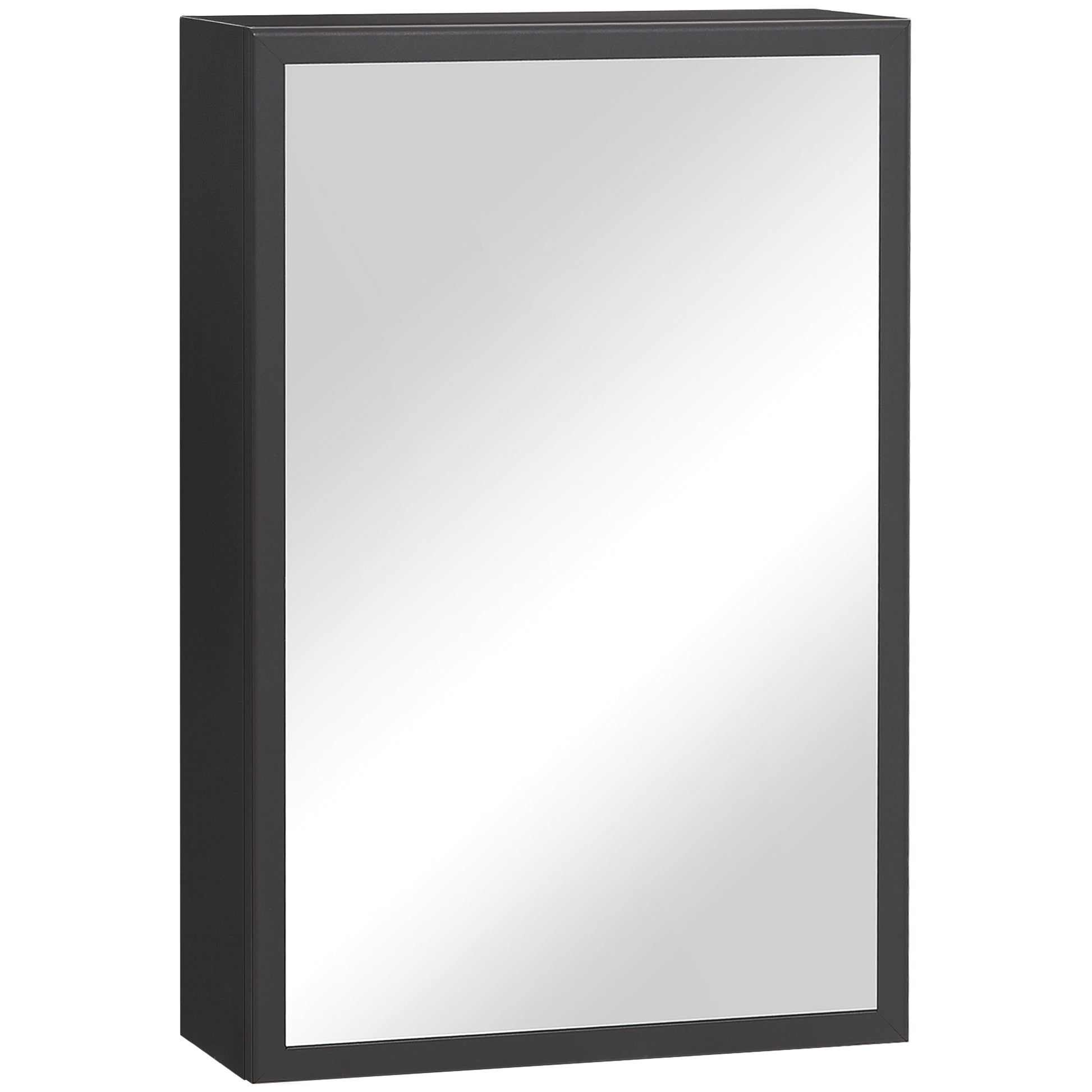Gigab2b original image - Spiegelschrank Moderner Hängeschrank mit Spiegel 3 Schichten Schwarz 40x15x60 cm für Badezimmer & Platzsparende Aufbewahrung