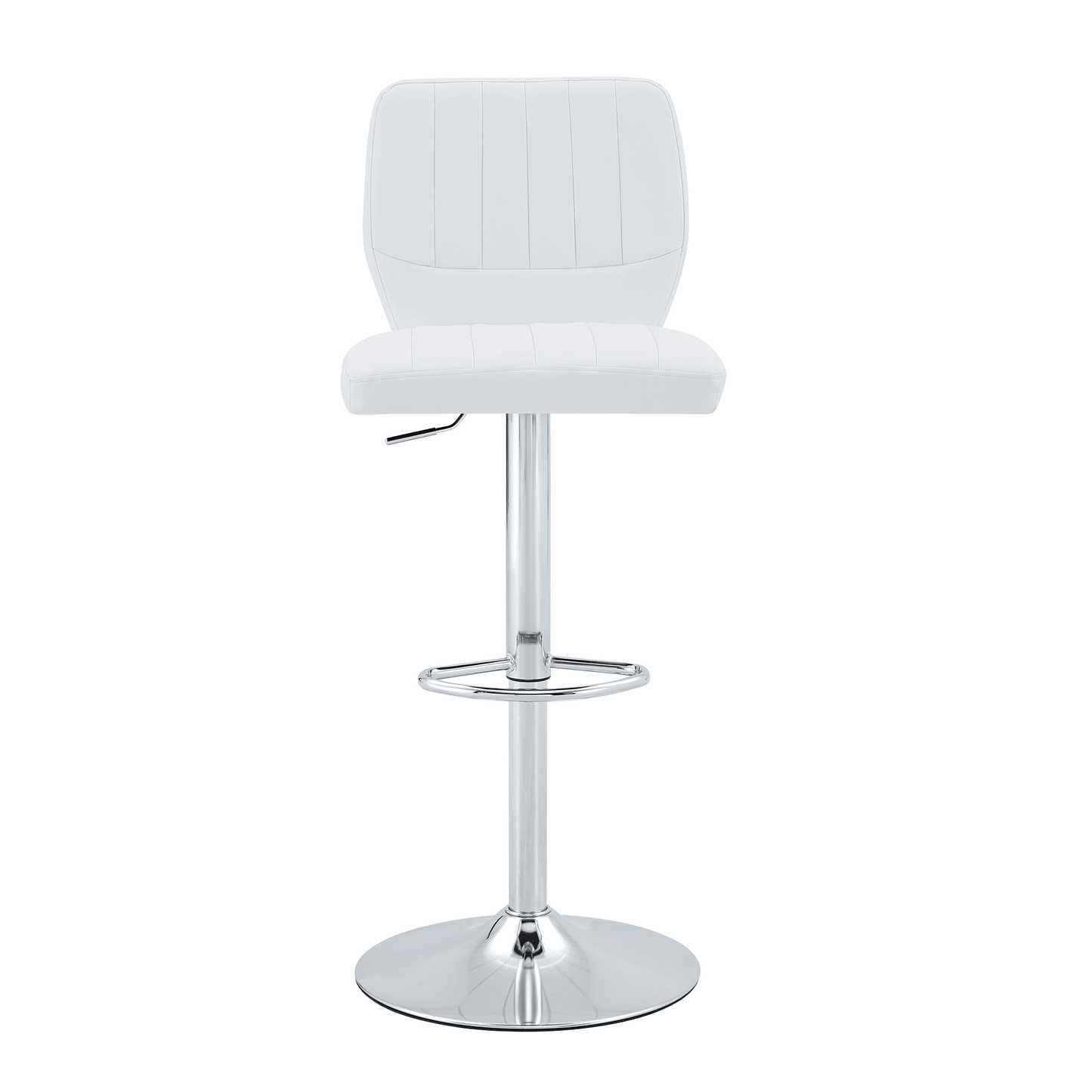 Barhocker höhenverstellbar 62-83cm, 360° drehbarer Barstuhl mit Rückenlehne & Fußstütze, Ergonomischer Küchenhocker aus weißem Kunstleder, belastbar bis 136kg, Chrom-Finish