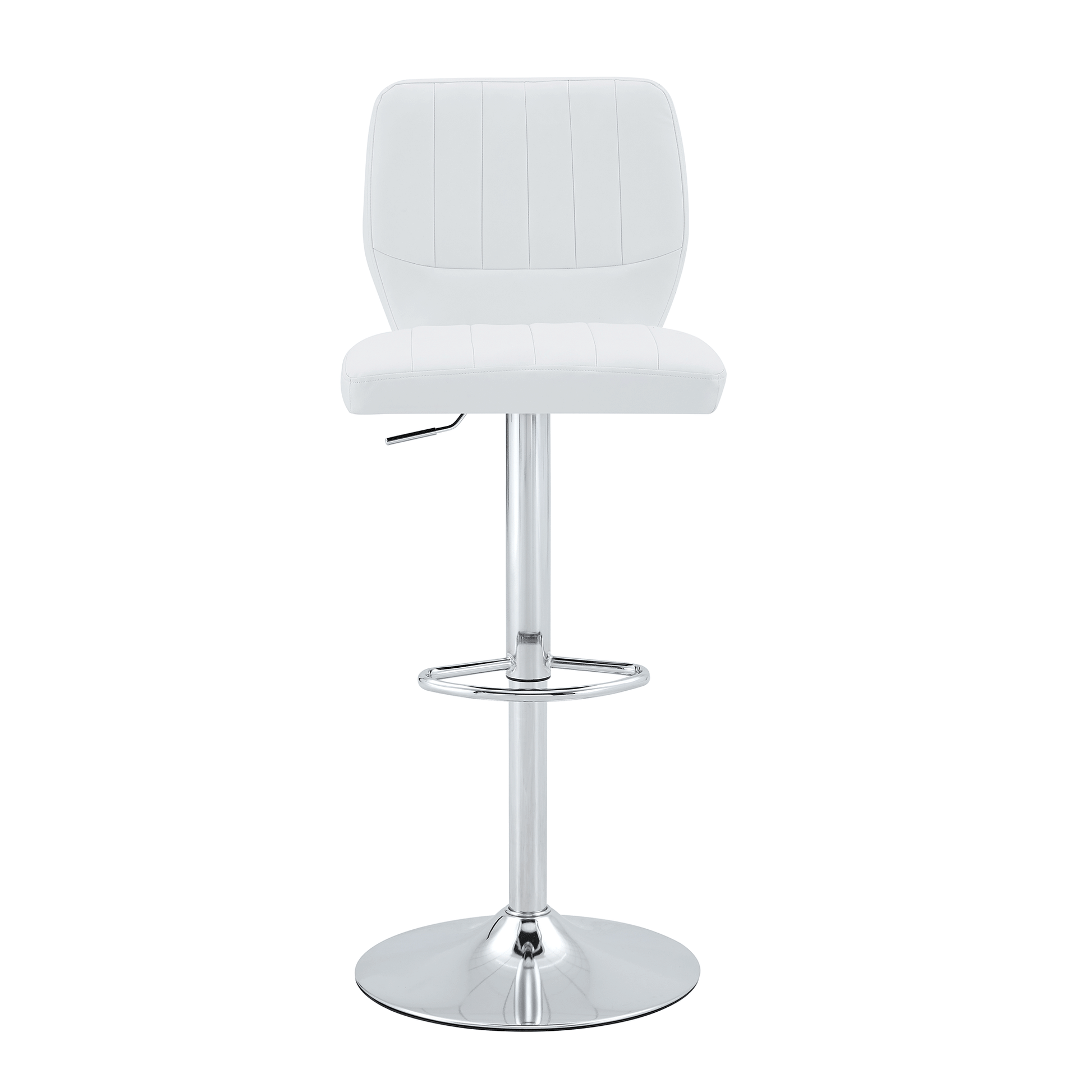 Barhocker höhenverstellbar 62-83cm, 360° drehbarer Barstuhl mit Rückenlehne & Fußstütze, Ergonomischer Küchenhocker aus weißem Kunstleder, belastbar bis 136kg, Chrom-Finish