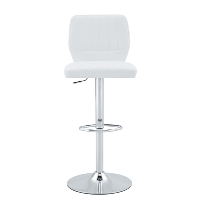 Barhocker höhenverstellbar 62-83cm, 360° drehbarer Barstuhl mit Rückenlehne & Fußstütze, Ergonomischer Küchenhocker aus weißem Kunstleder, belastbar bis 136kg, Chrom-Finish