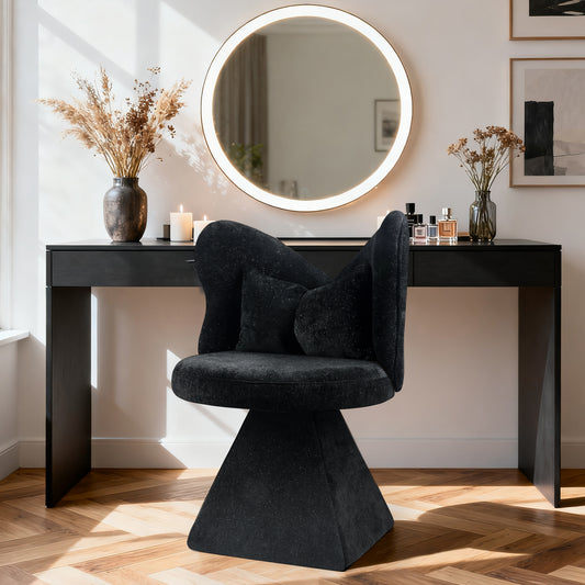 Gigab2b original image - Vanity-Stuhl mit Schmetterlingsrückenlehne, drehbarer Akzentstuhl, Esszimmerstühle, Make-up-Hocker fürs Schlafzimmer-Pflegemobil, geeignet für Wohnzimmer, Esszimmer, Arbeitszimmer und Freizeitbereiche