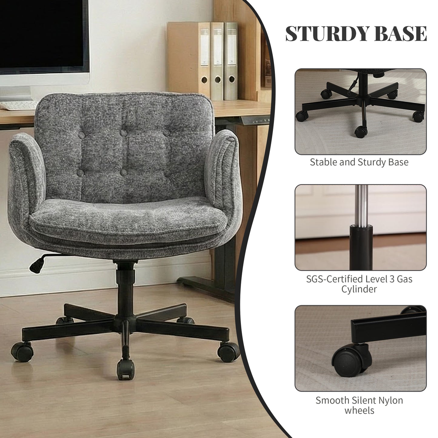 Ergonomic Swivel Office Chair with Casters for Home Office