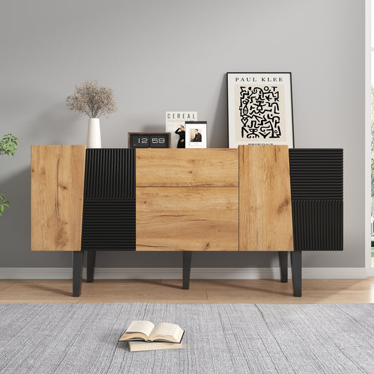 Gigab2b original image - Zeitgenössischer TV-Schrank mit Stauraum für 60"-Fernseher, hölzernes Unterhaltungszentrum mit Massivholzbeinen für TV-Ständer, Sideboards und Medienkonsolen
