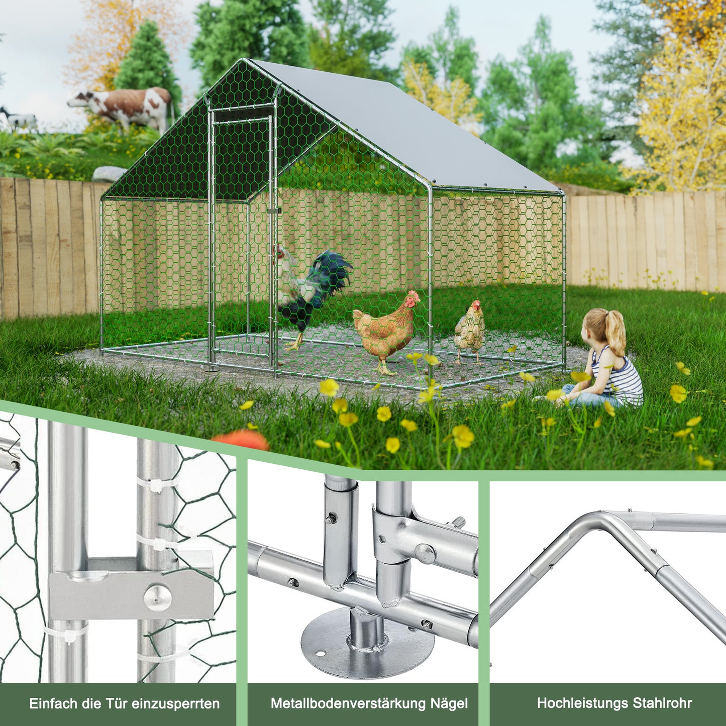 Waterproof Chicken Coop and Run with Safety Lock