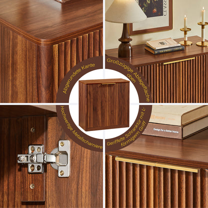 Modernes Sideboard mit Vertiefungspanelen & höhenverstellbaren Ablagen, TV-Schrank oder Buffet für Wohnzimmer & Esszimmer, wasserfeste Platte, 80x40x80 cm, Braun