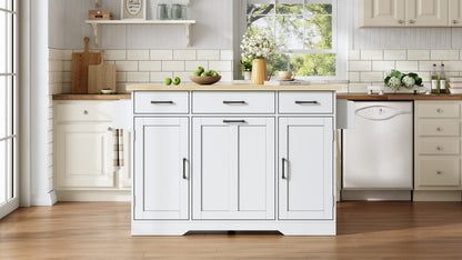 Mobile Kücheninsel mit klappbarer Arbeitsplatte, Küchenwagen, Stauraumschrank, Müllschrank, Buffetschrank mit Gewürzregal, Schublade und Rollen, 120 × 45 (70) × 87 cm