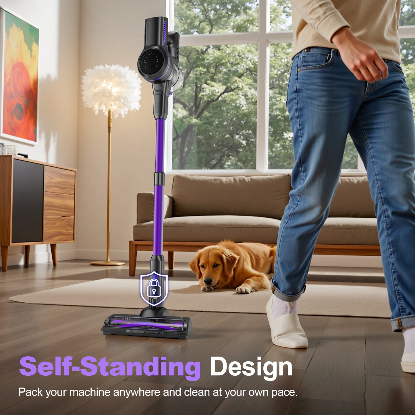 INSE S7P Purple Cordless Stick Vacuum Cleaner with LED Display