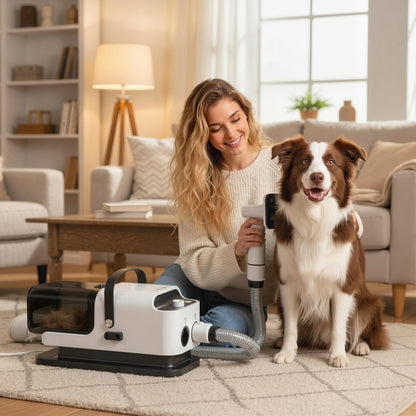Quiet Pet Grooming Machine with Vacuum and 5 Tools for Dogs and Cats